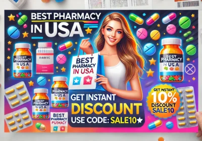 DALL·E-2025-01-17-11.13.03-A-visually-appealing-promotional-banner-for-Best-Pharmacy-In-USA.-The-image-includes-a-young-smiling-woman-holding-a-prescription-bag-with-various-